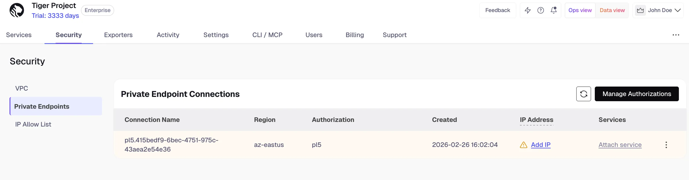 Azure Private Endpoint IP